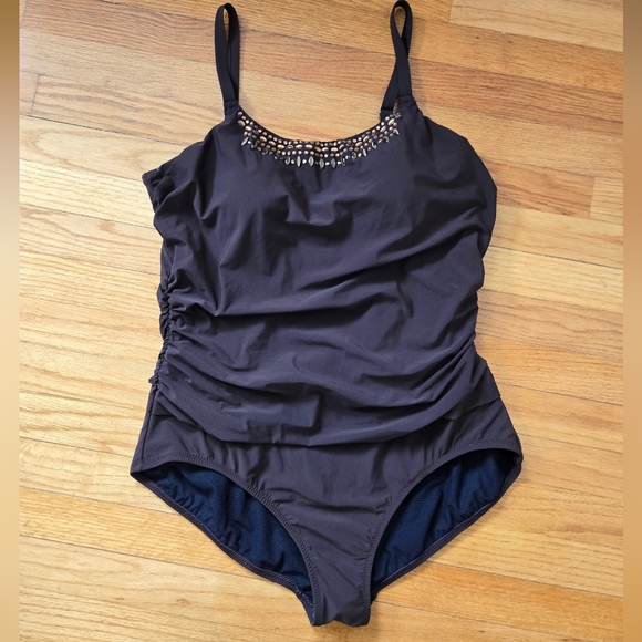Land's End swimsuit size 20W Shirred Decretive neckline - Picture 1 of 8